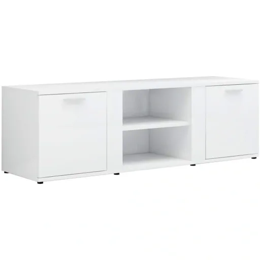 TV cabinet 120x34x37 cm high-gloss white chipboard