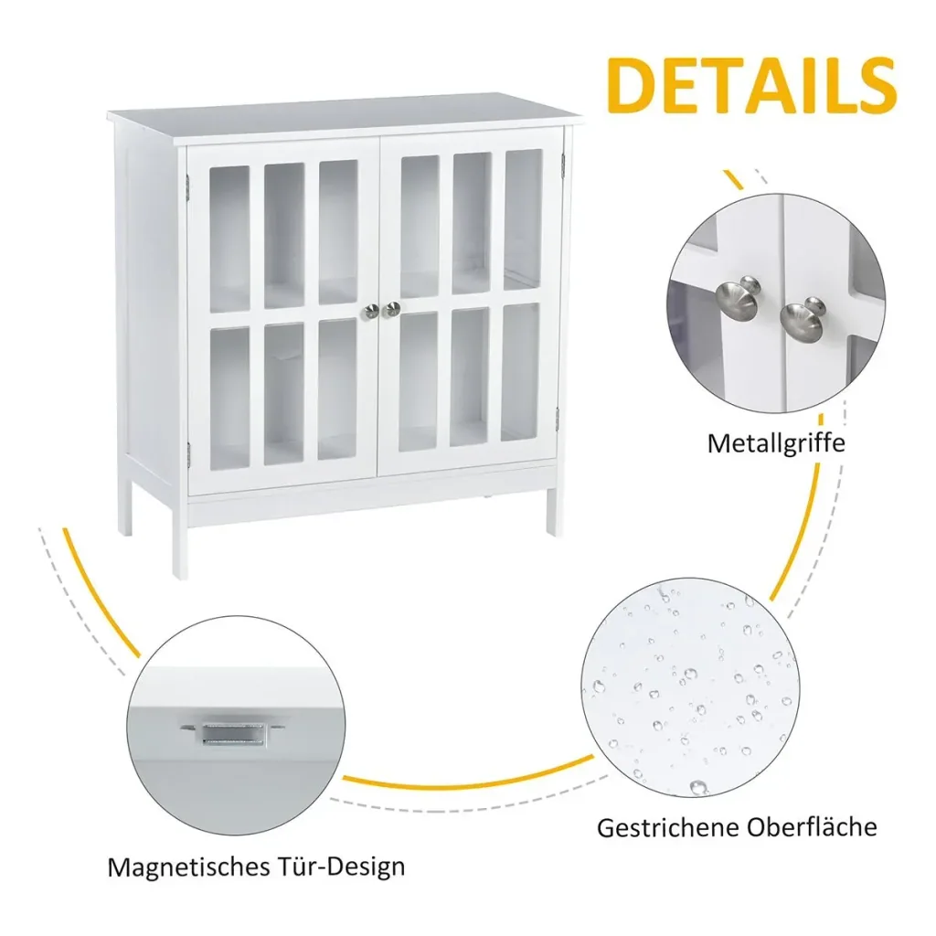 Kitchen cabinet display cabinet with 2 doors bathroom cabinet MDF acrylic