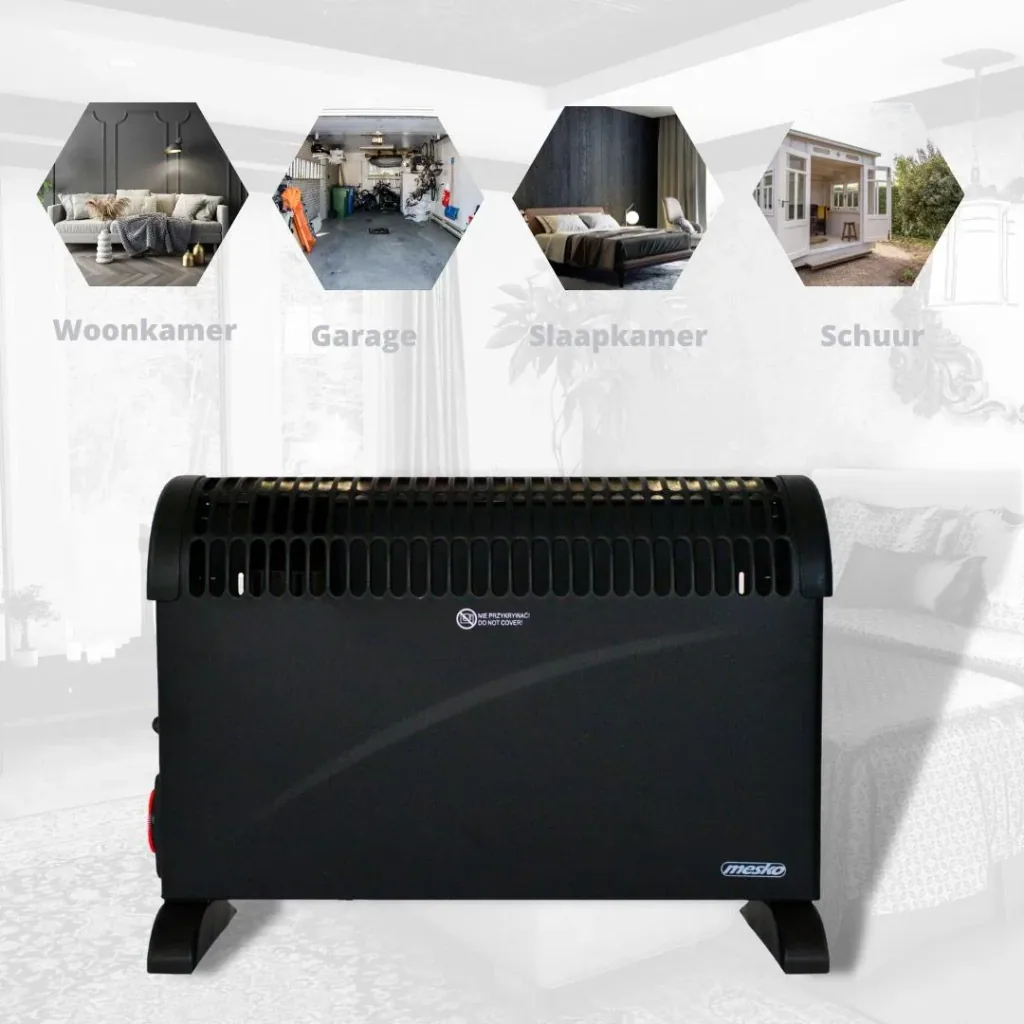 Mesko electric convector - 3 heating levels - 2000W - up to 20m² - black - adjustable thermostat
