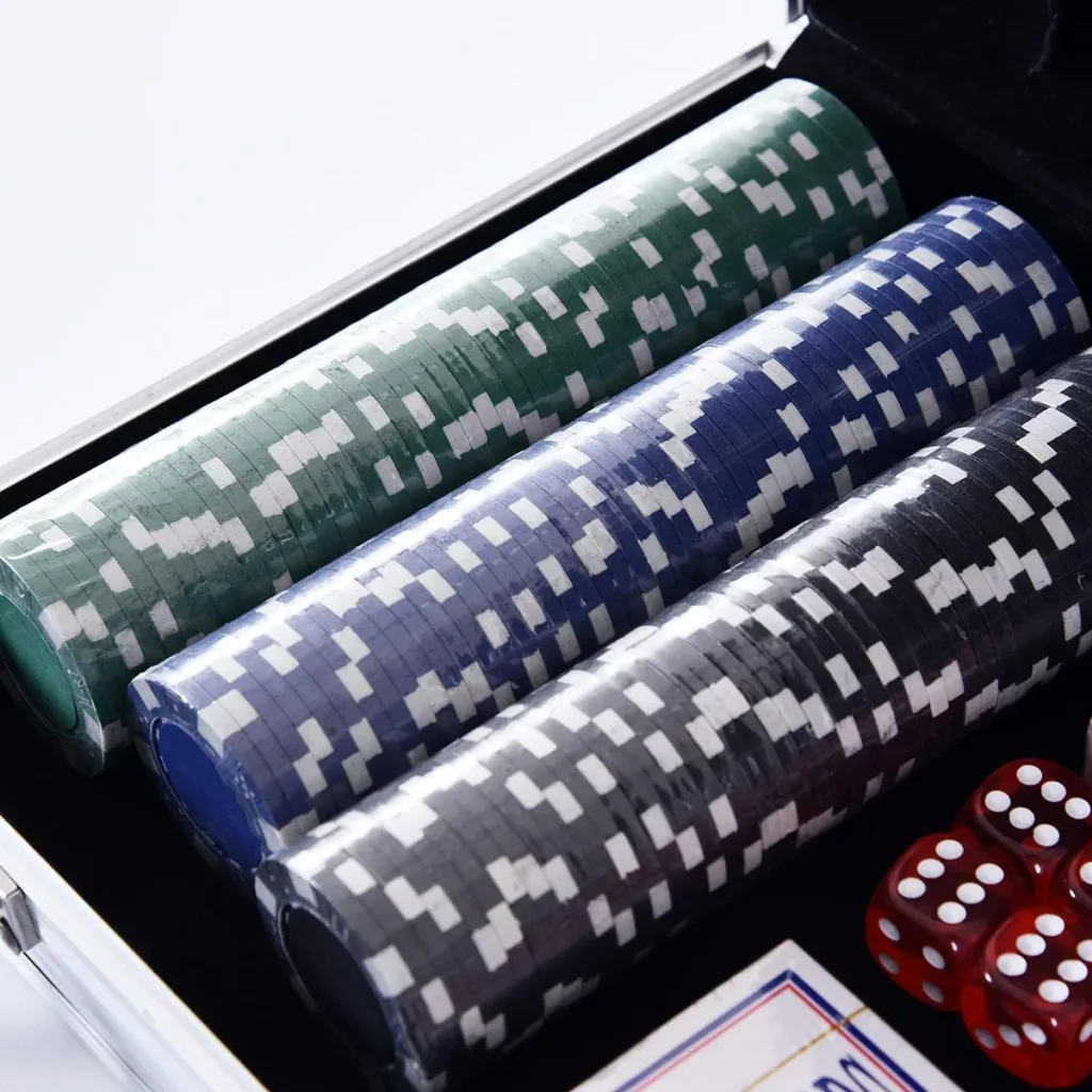 Poker case with 300 chips silver