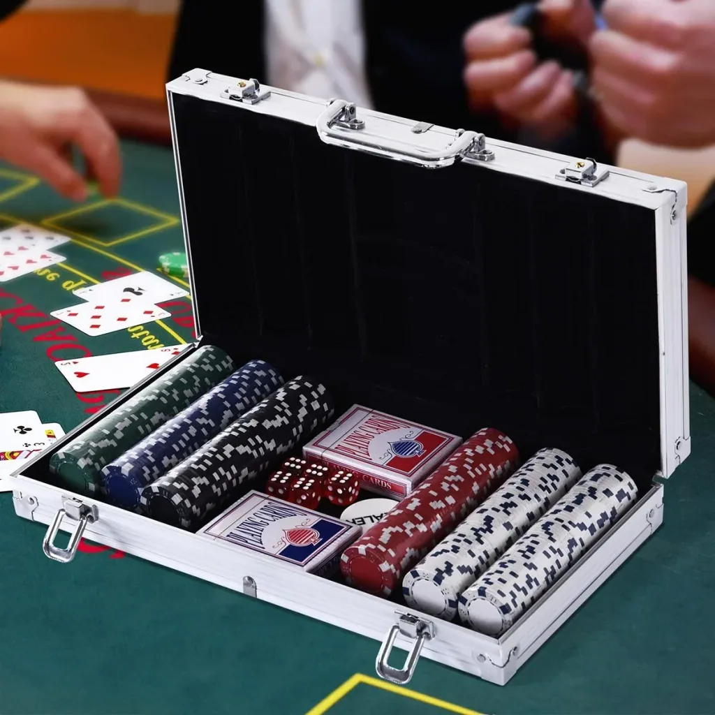 Poker case with 300 chips silver