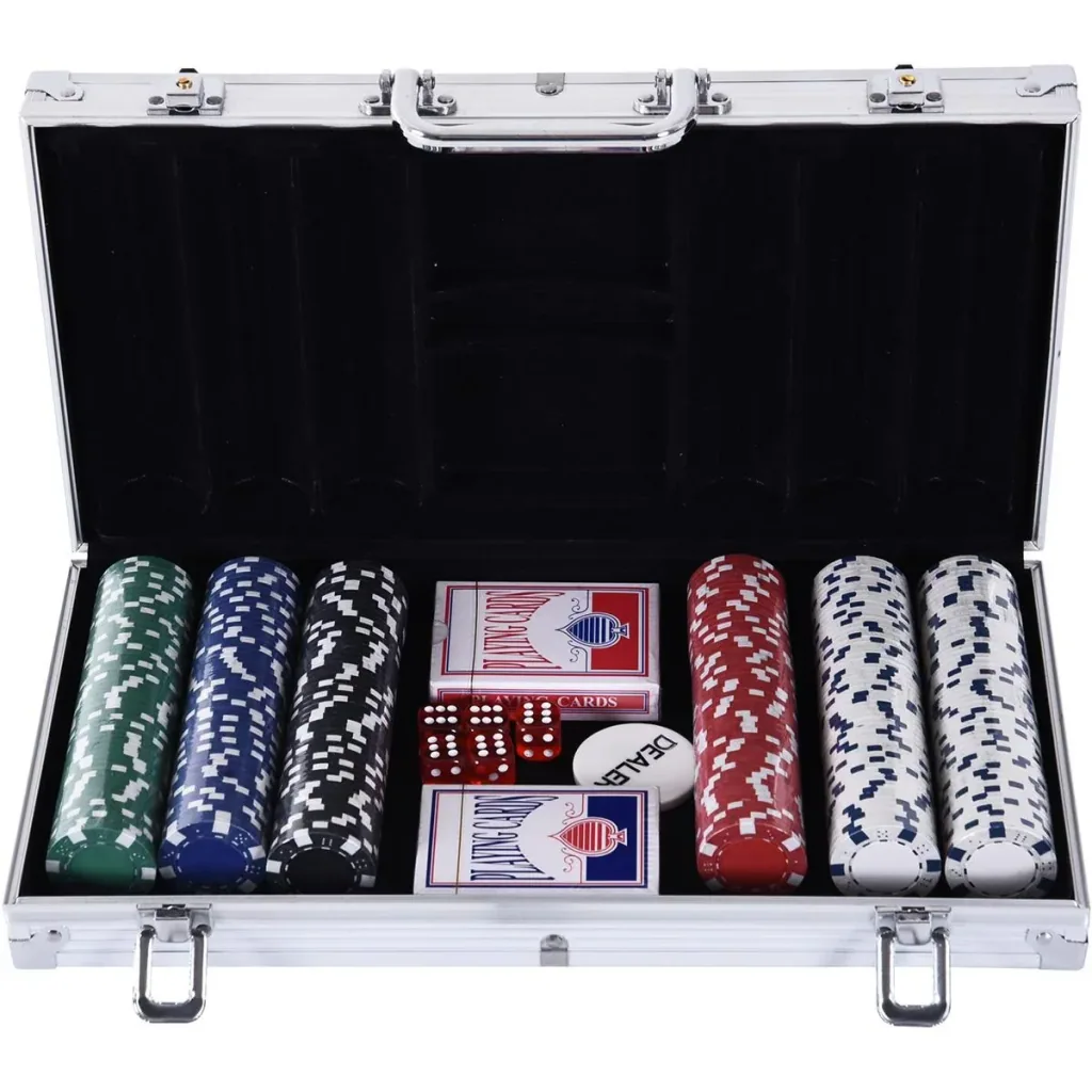 Poker case with 300 chips silver