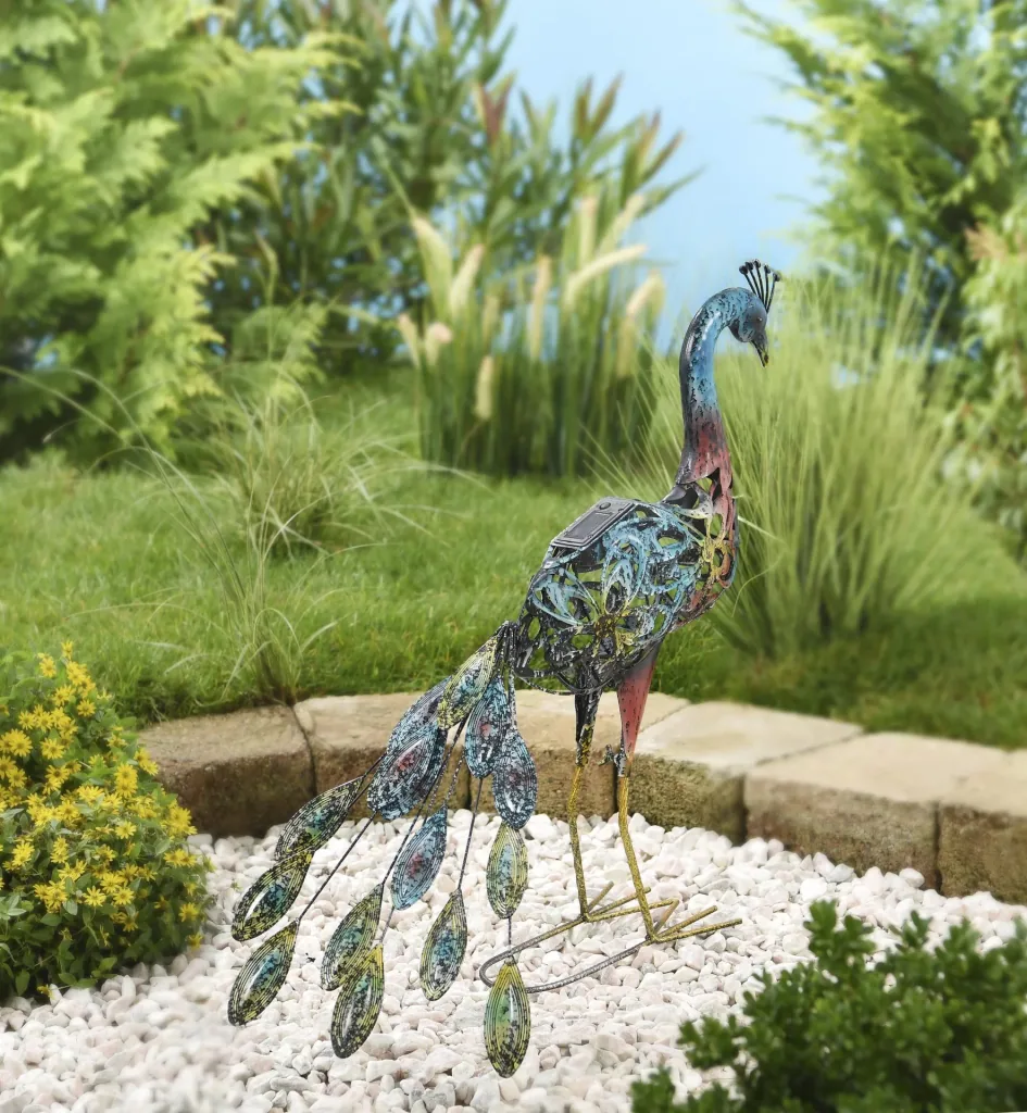Metal decorative peacocks "Bonnie" & "Clyde" with LED lighting