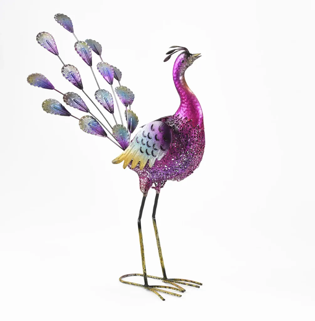 Metal decorative peacocks "Bonnie" & "Clyde" with LED lighting