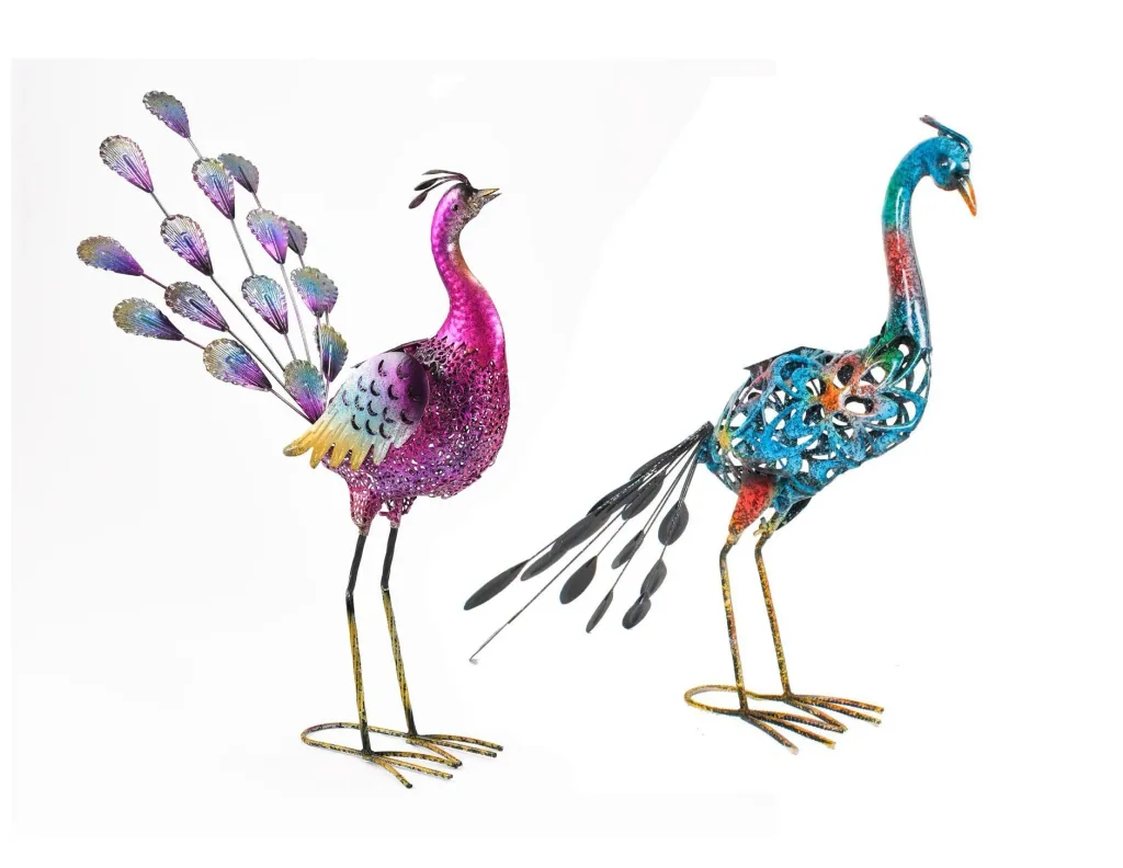 Metal decorative peacocks "Bonnie" & "Clyde" with LED lighting