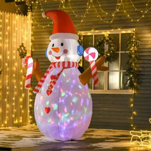 2.4 m inflatable snowman with rotating lighting Christmas decoration