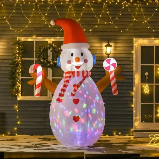 2.4 m inflatable snowman with rotating lighting Christmas decoration