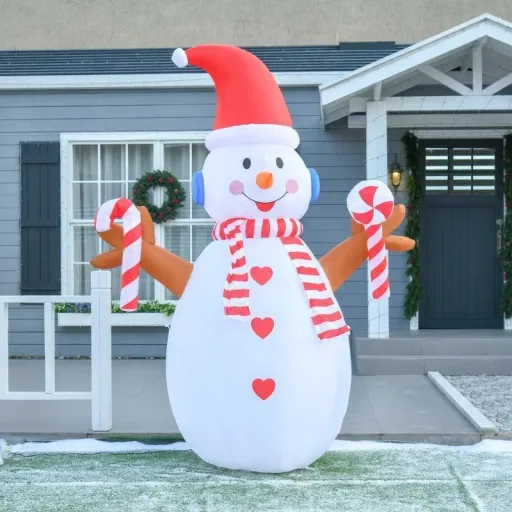2.4 m inflatable snowman with rotating lighting Christmas decoration