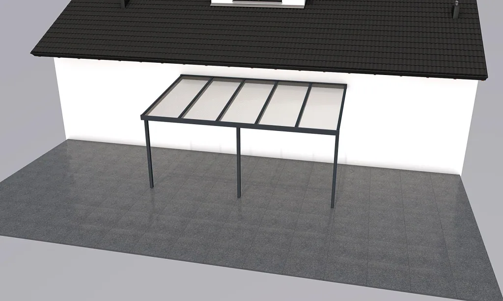 Patio roof Premium, anthracite, 5100 x 3060 mm - Acrylic multi-wall sheets 16 mm, bronze