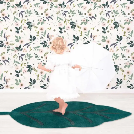 Lilipinso vliesbehang bloemen lichtroze groen