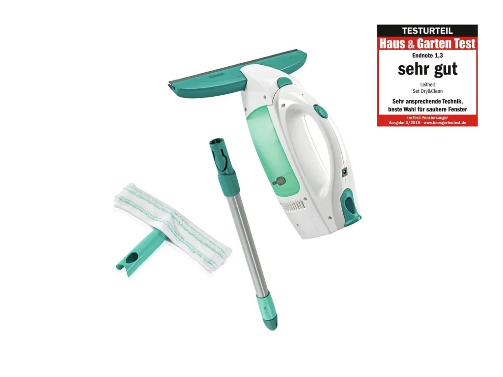 Cordless window vacuum "Dry & Clean" with spray, handle and washer + FREE window spray 500 ml