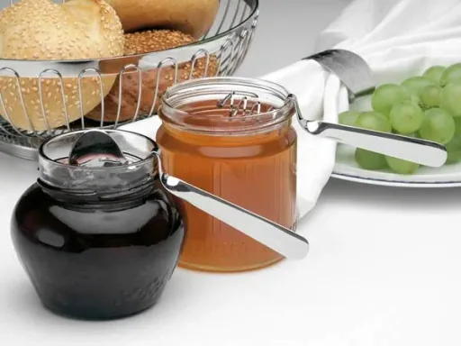 Breakfast cutlery, honey and jam spoon for hanging, set, 2-piece, stainless steel