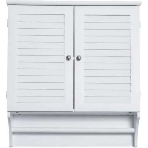 Wall cupboard hanging cupboard kitchen cupboard multi-purpose cupboard louvre doors wood white 60 x 22.5 x 64 cm