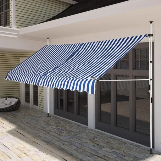 Clamp awning blue/white 400cm