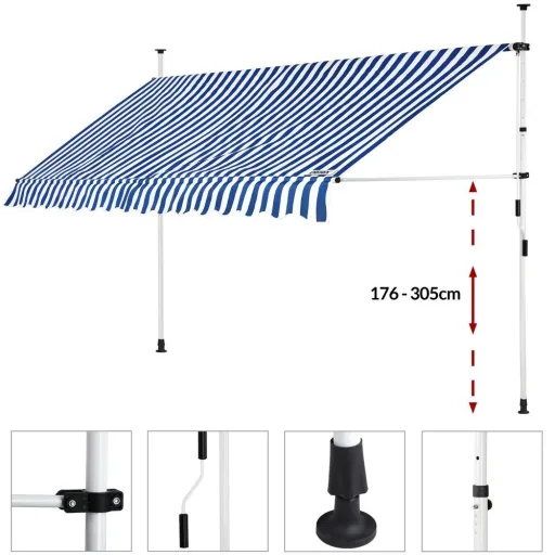 Clamp awning blue/white 400cm