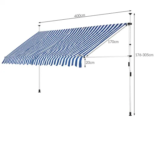 Clamp awning blue/white 400cm