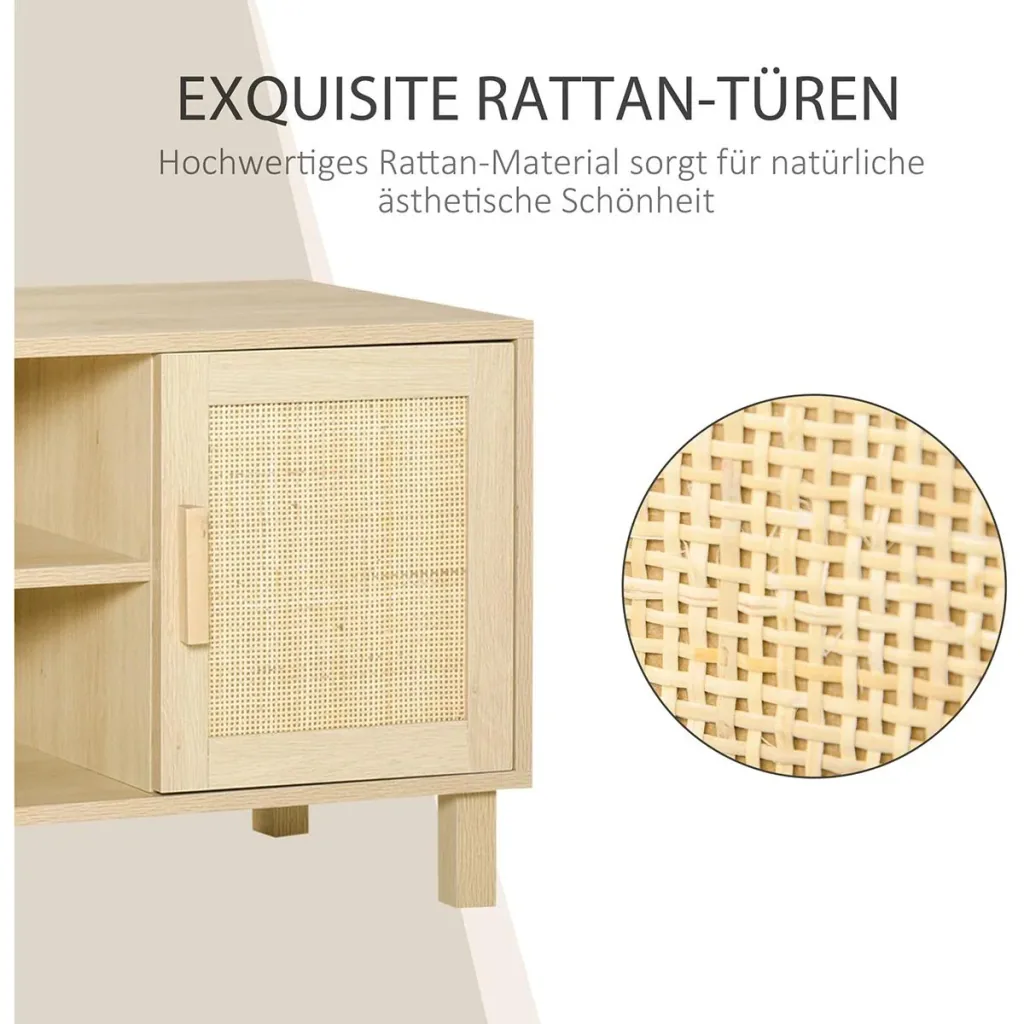 TV cabinet with natural rattan look