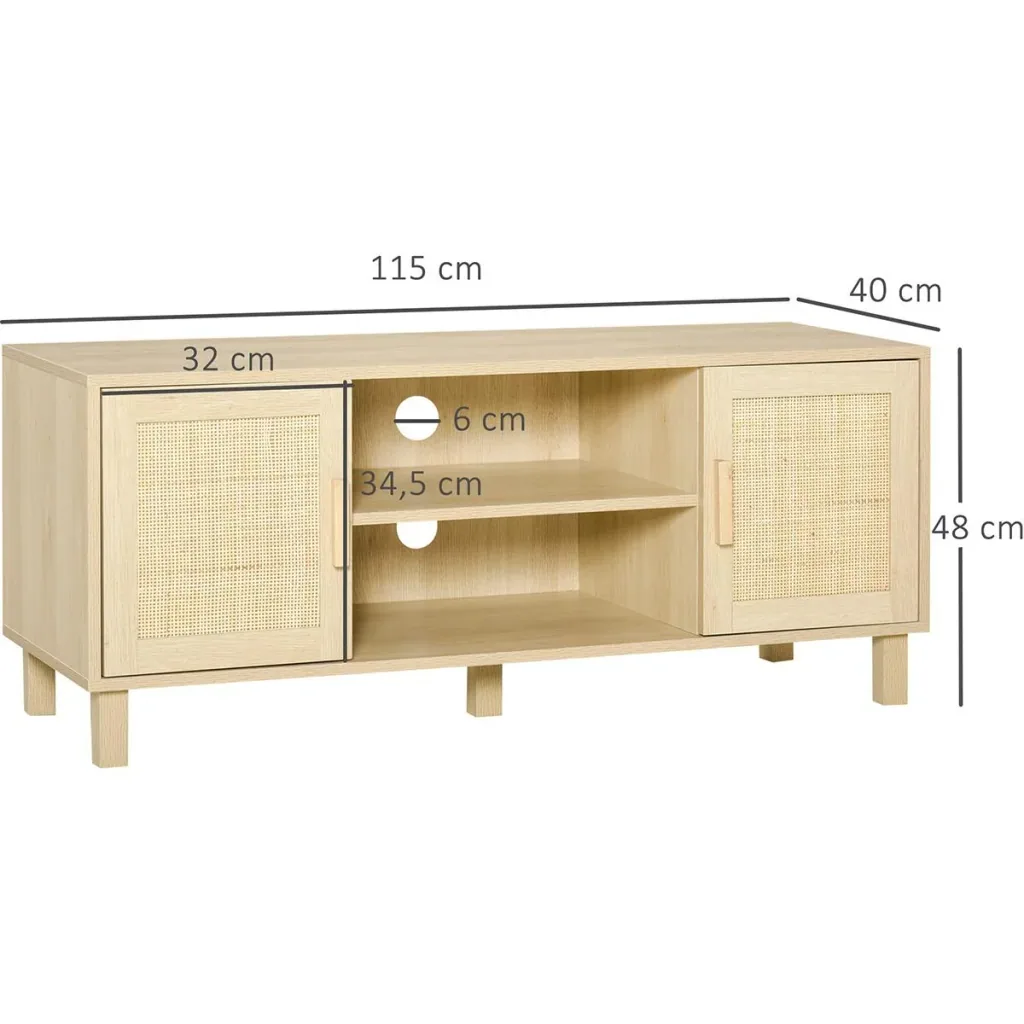 TV cabinet with natural rattan look