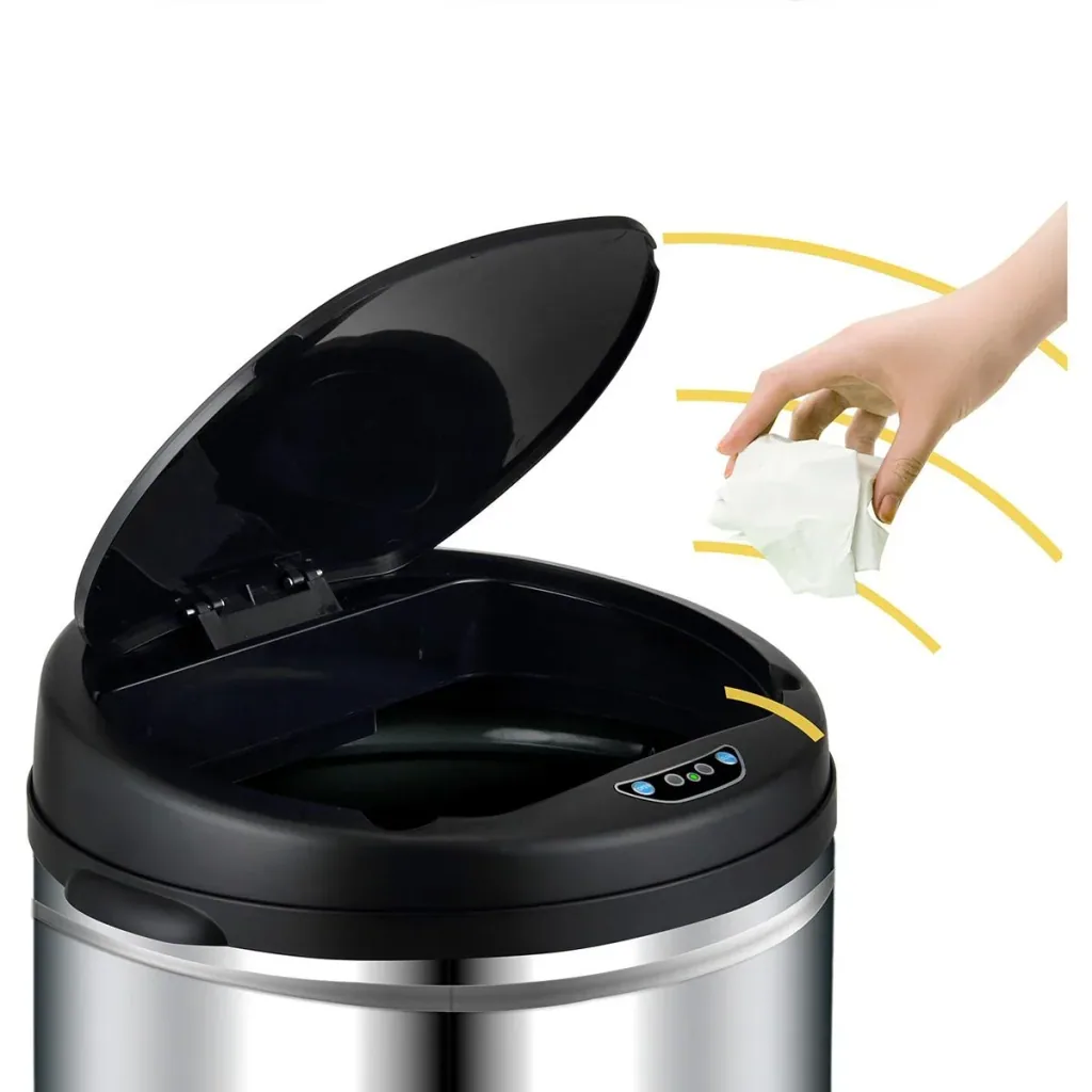 Waste bin with sensor made of stainless steel 40 liters