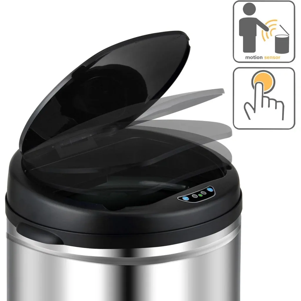 Waste bin with sensor made of stainless steel 40 liters