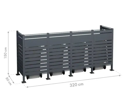 Garbage can cover Planum 4-box, 150 cm, anthracite