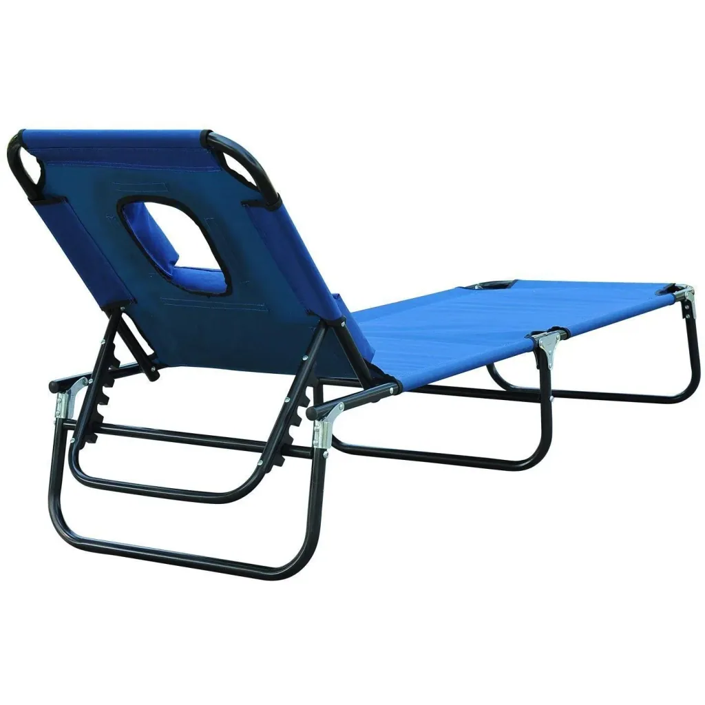 Sun lounger foldable lightweight with face opening blue