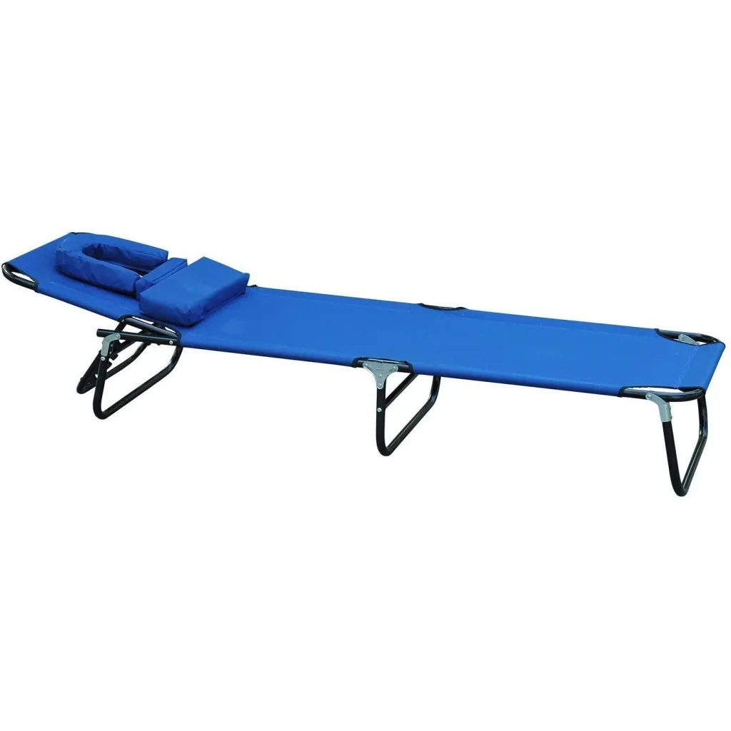 Sun lounger foldable lightweight with face opening blue