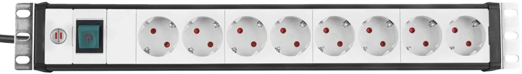 Premium-Line 8-way power strip, 19" format ideal for server cabinets, black/grey