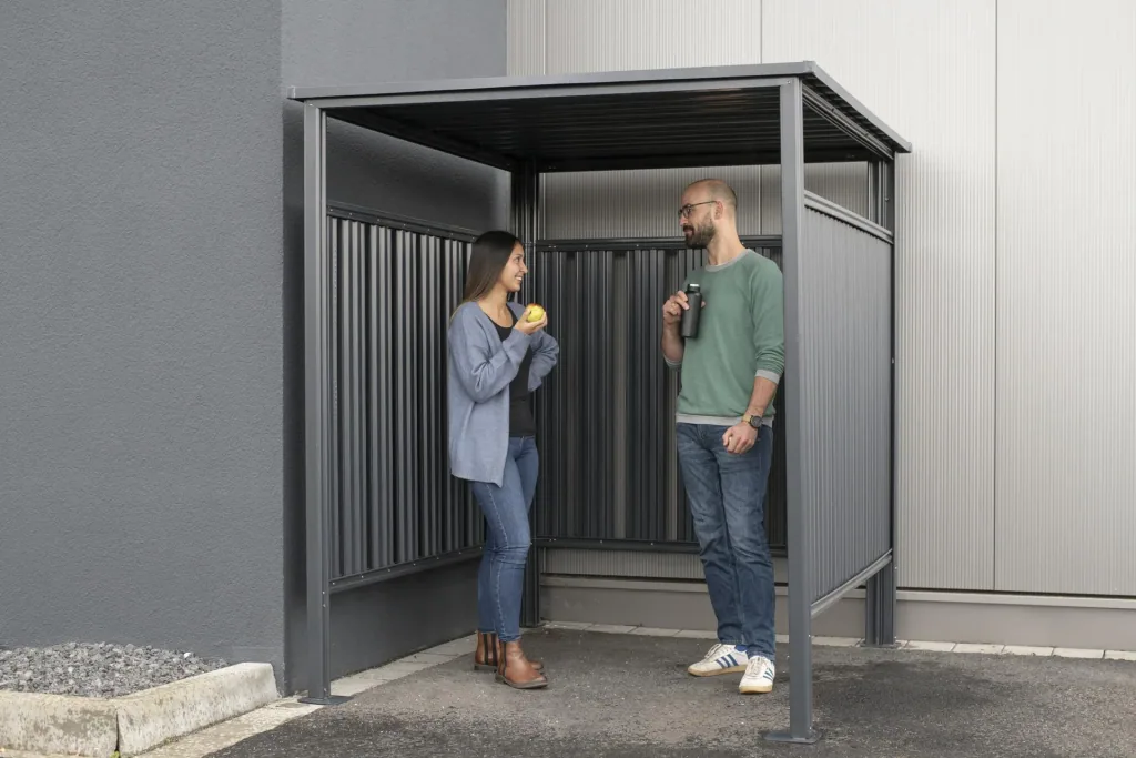 Westmann Fietsenstalling en overkapping Fieta, 180×203×210 cm, Antraciet – Staal met lamellenwanden