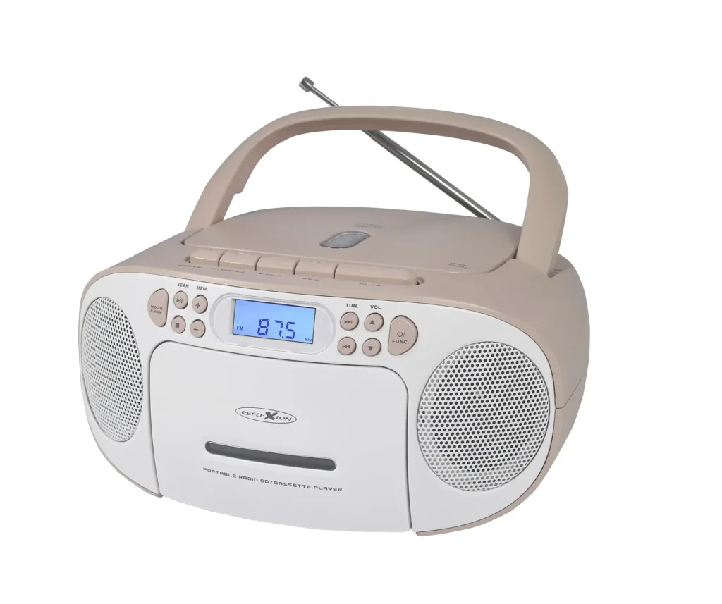 CD Radio Boombox with FM radio, CD, cassette and AUX-IN, pink