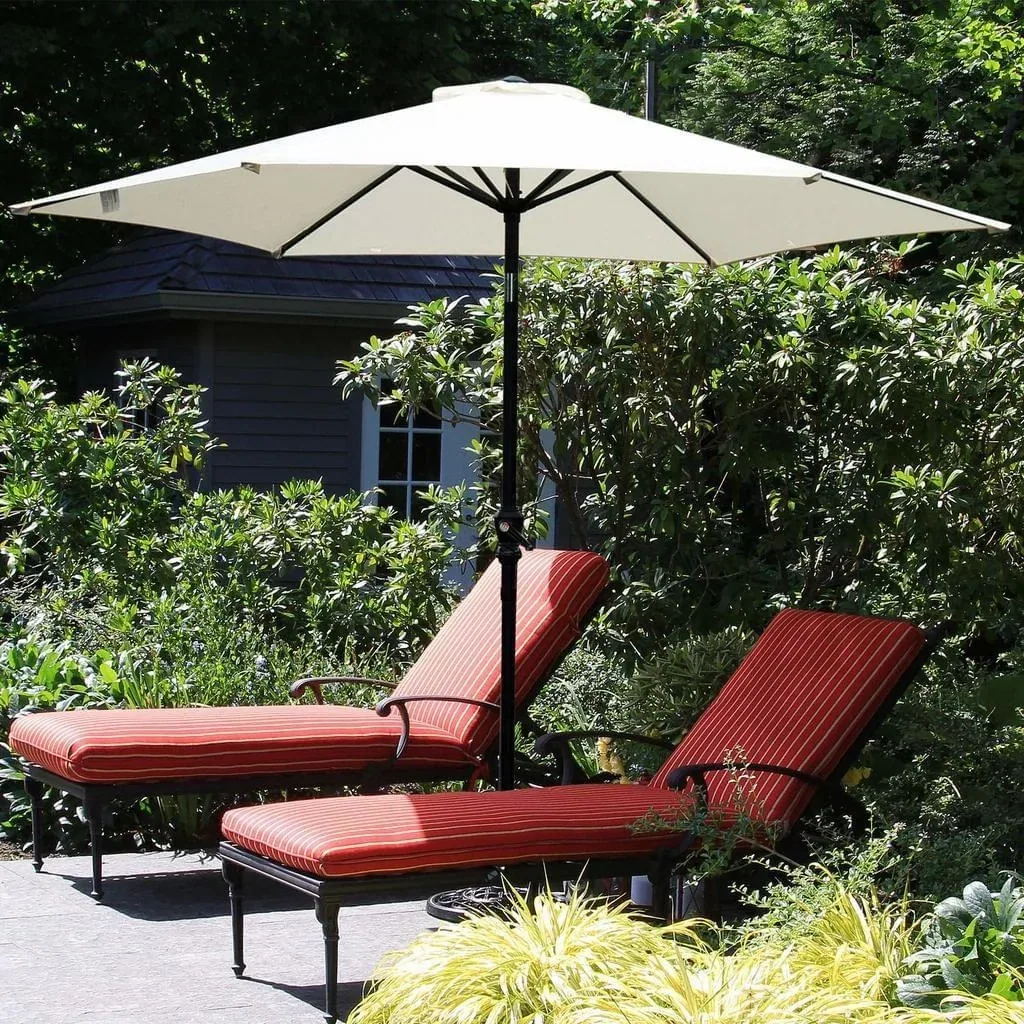 Folding parasol garden umbrella with hand crank aluminum 180/? polyester cream white Ø2.7 x 2.35 m