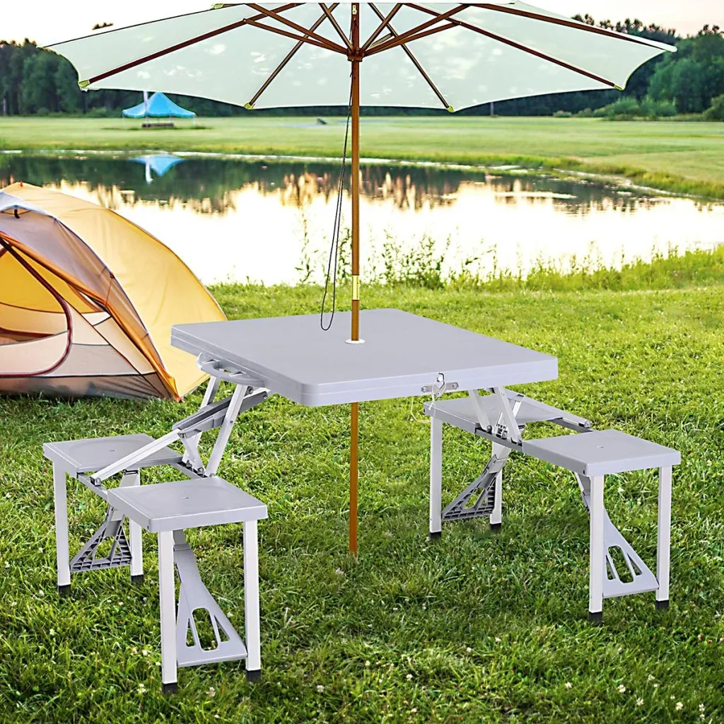 Picnic table with 4 chairs grey