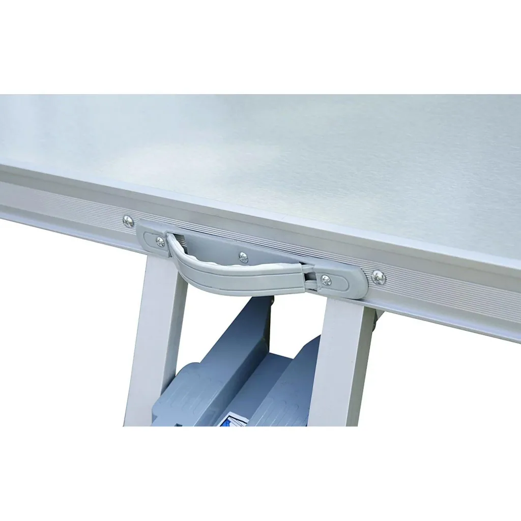 Aluminum camping table picnic 4-seater foldable silver