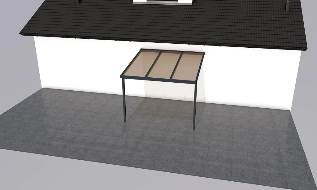 Patio roof Premium, anthracite, 3094 x 3060 mm - Acrylic multi-wall sheets 16 mm, bronze