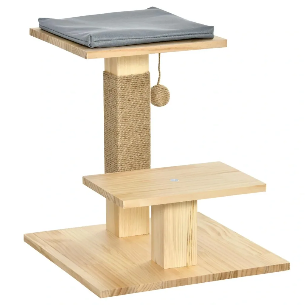 Wooden scratching post for indoors and