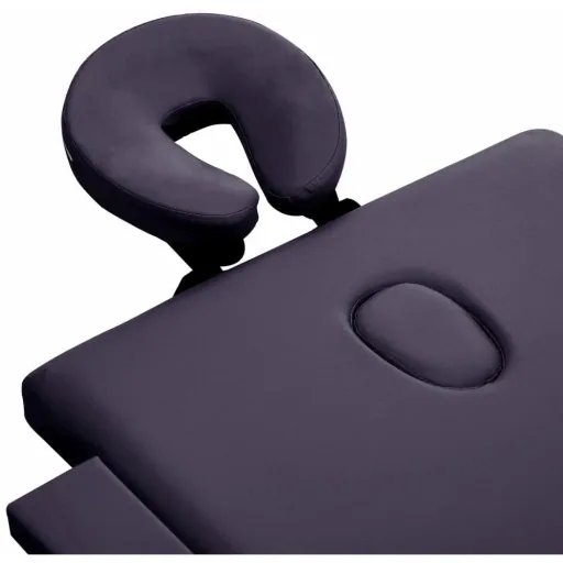 Folding massage table with 3 zones wood wine purple