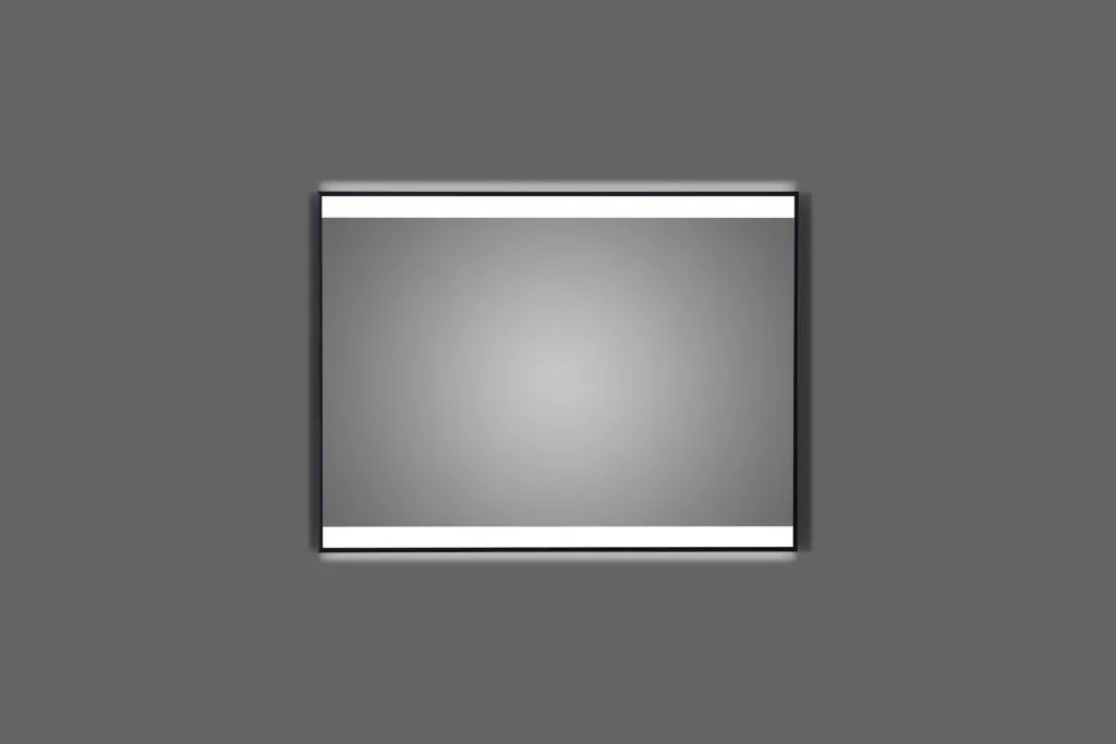 Bathroom mirror with lighting, "Black Shine" - 80 x 60 cm - horizontal and vertical hanging