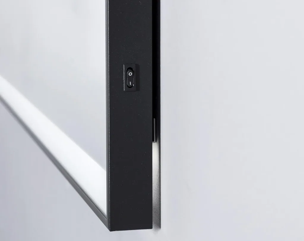 Bathroom mirror with lighting, "Black Shine" - 80 x 60 cm - horizontal and vertical hanging