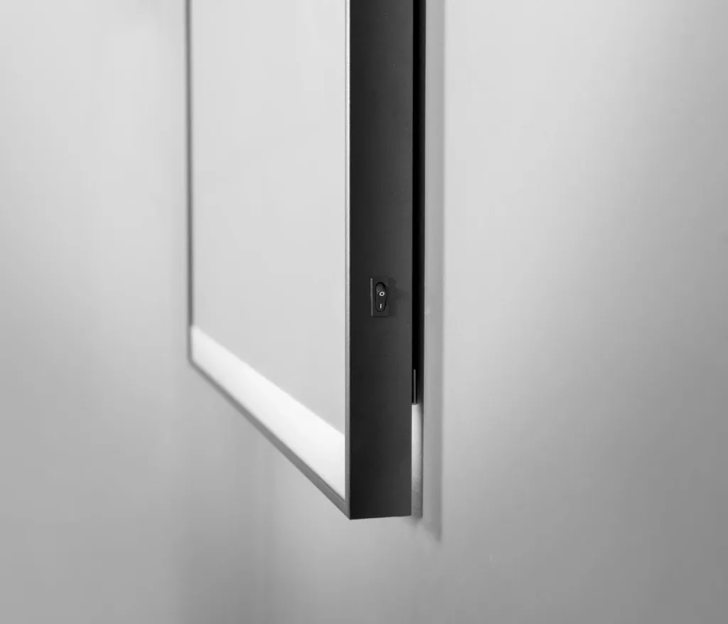 Bathroom mirror with lighting, "Black Shine" - 80 x 60 cm - horizontal and vertical hanging