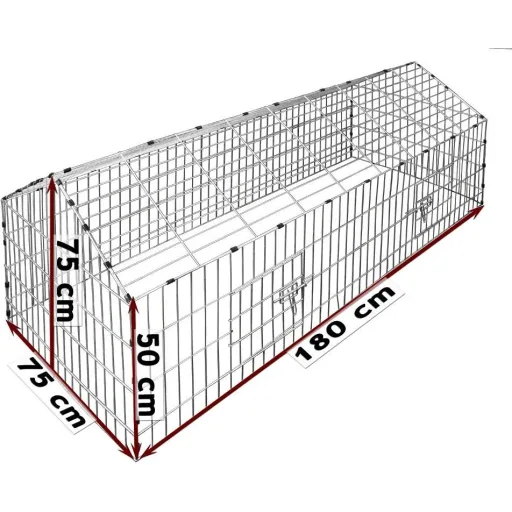 Rabbit hutch | Free-range hutch | Includes parasol | 180 x 75 x 75 cm