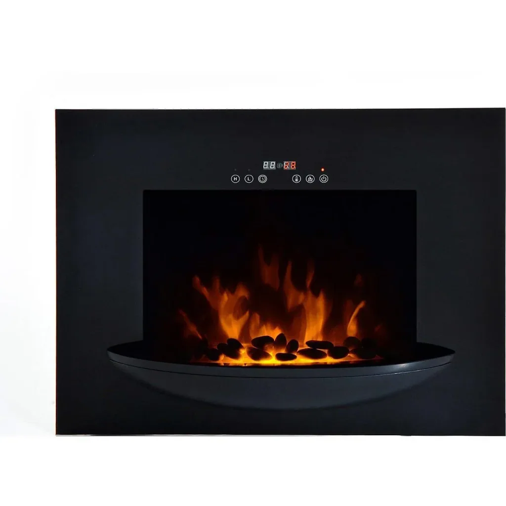 Electric fireplace wall fireplace 1800 Watt 7 colors LED flame illusion black