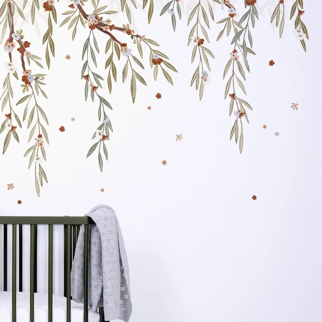 Lilipinso behang, kinderkamer muurontwerp, panorama, bloeiende eucalyptus