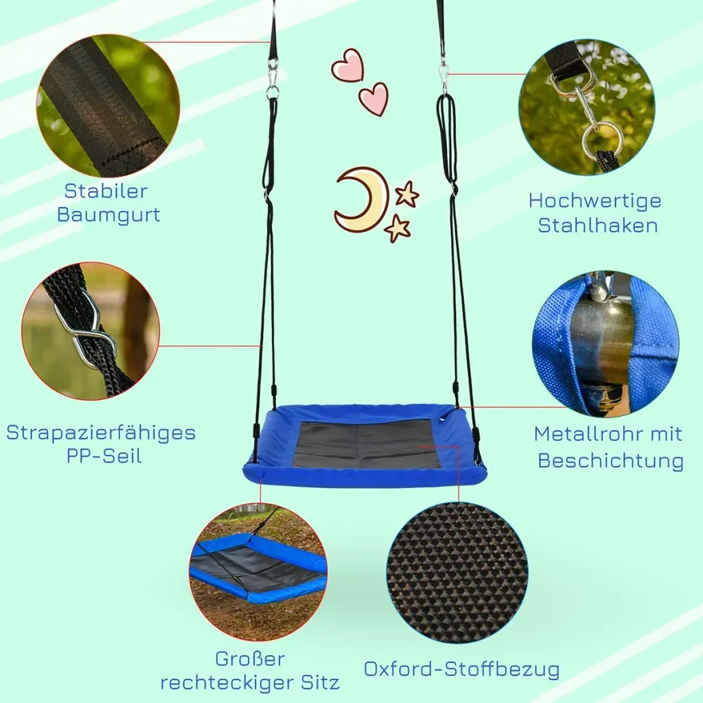 Nest swing for children blue, black