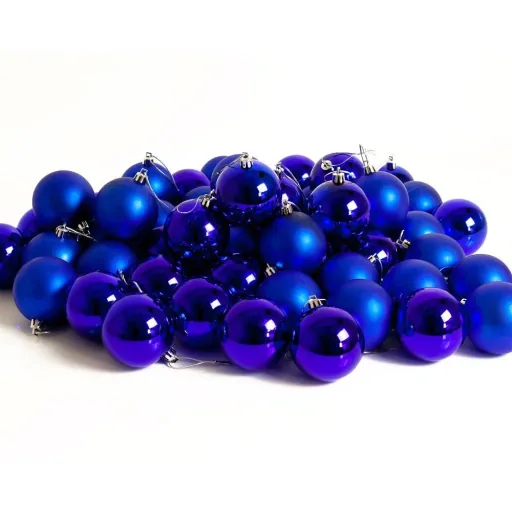Christmas balls 54 pieces - blue - diameter 6 cm