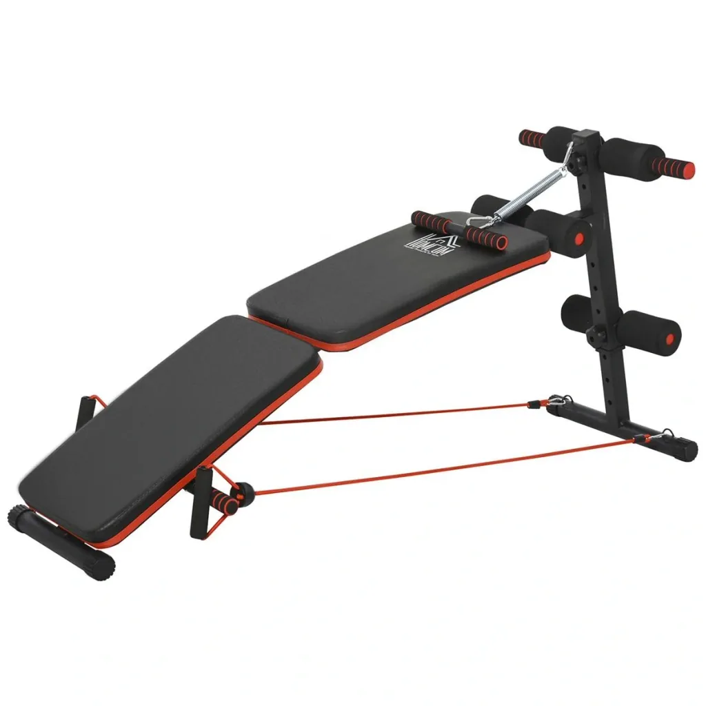 Sit-up bench abdominal trainer with training ropes training bench multifunctional adjustable and foldable 110 kg load capacity steel