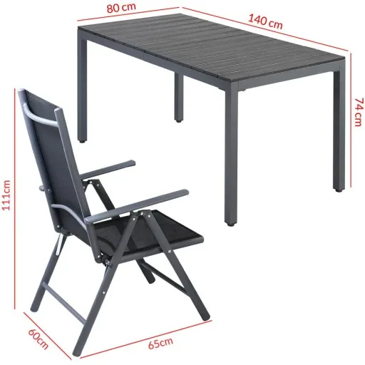 Garden set 7-piece anthracite aluminum with WPC table top