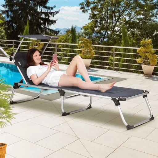 Bari deck chair grey 210x60x81cm