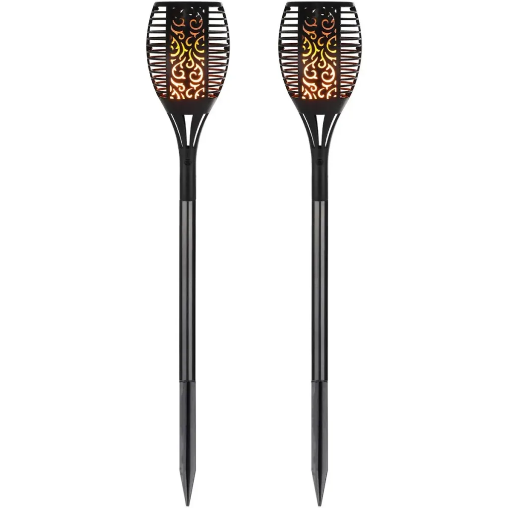 LED solar flashlight - set of 2 - with flame effect