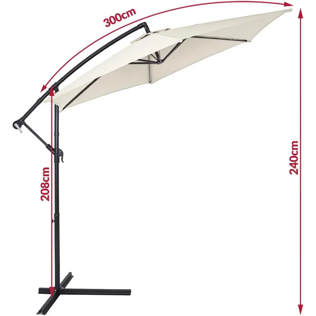 Parasol foldable aluminum cream with crank Ø 300 cm