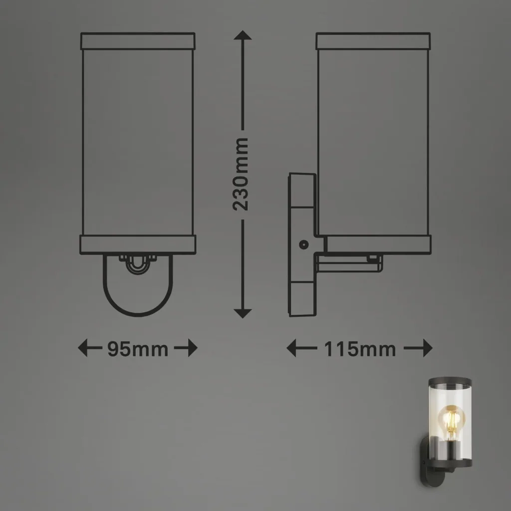 Outdoor light, 1-flame, metal-plastic / black, IP44, E27 socket